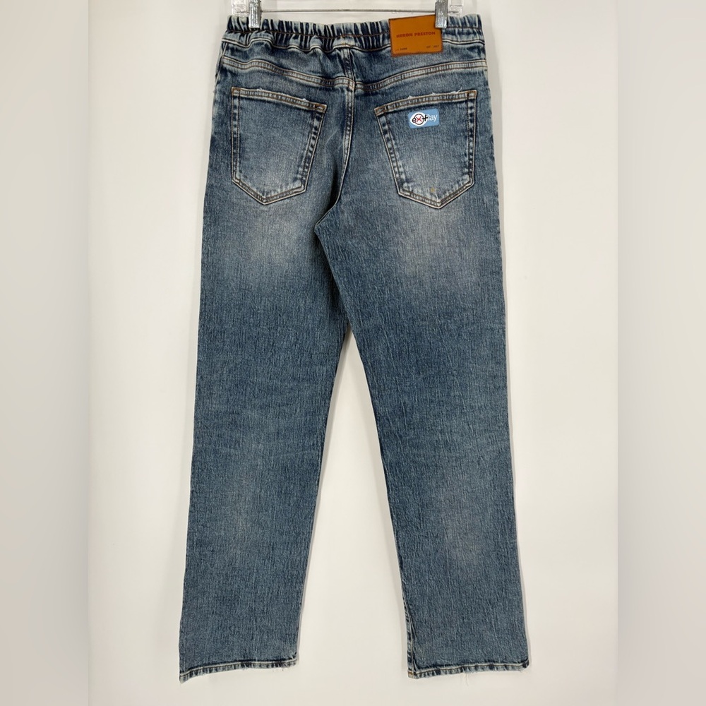 HERON PRESTON Elastic Band Jeans Ex-Ray Washed Indigo Size 32 - Picture 5 of 13